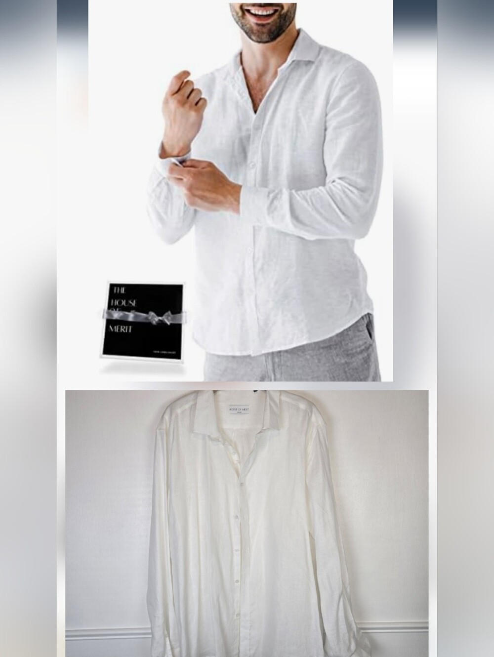 NWOT 100% Linen Classic Crisp White Men's Shirt Lightweight Button-Down XXL 2XL